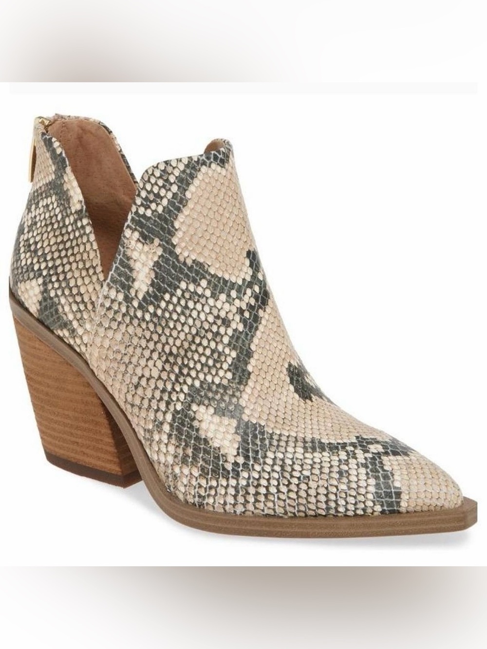 Vince Camuto Taupe Snake-Print Pointed Ankle Booties 9.5